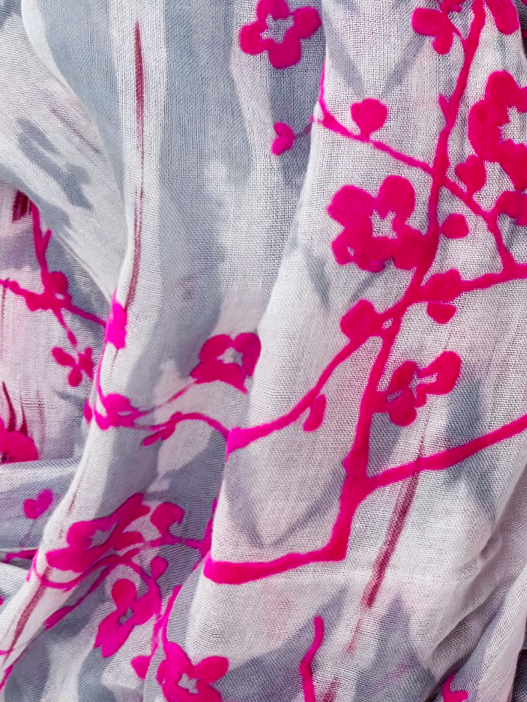 Leigh & Luca Design Dye Flowers & Trees Pink Scarf