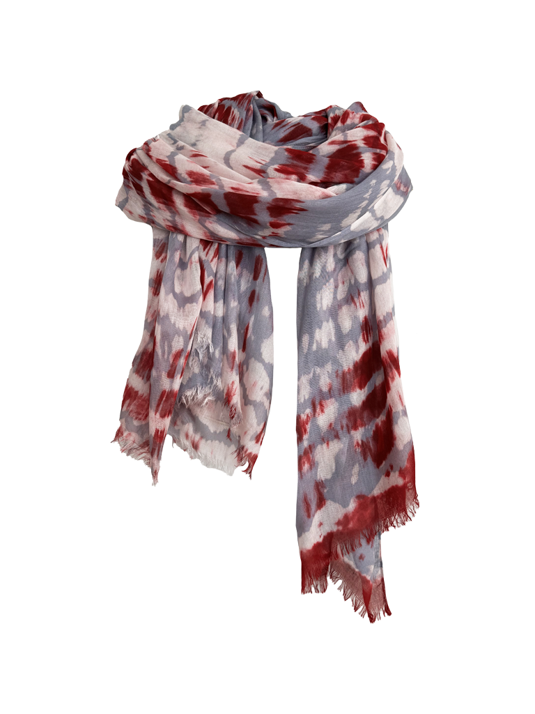 Leigh & Luca Design Dye Stripe Ruby-Grey 2 in 1 Kimono & Scarf