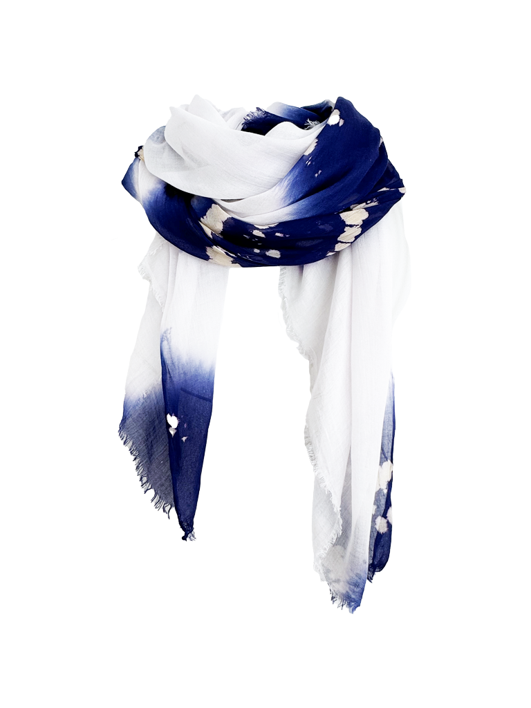 Leigh & Luca Design Dye Diagonal Navy Scarf