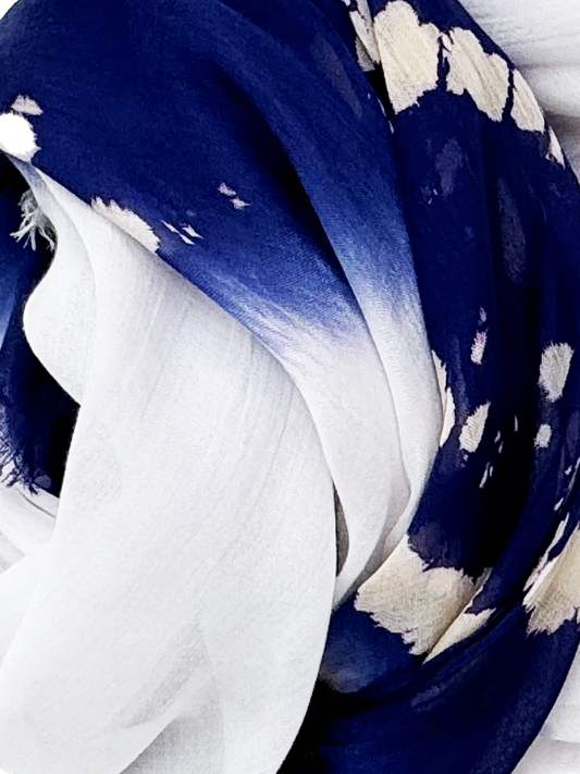 Leigh & Luca Design Dye Diagonal Navy Scarf