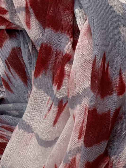 Leigh & Luca Design Dye Stripe Ruby-Grey 2 in 1 Kimono & Scarf