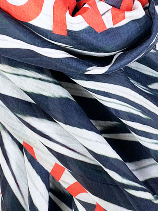 D/Luca Feather Navy Unconditional - Silk Cotton Scarf