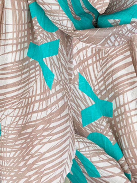 D/Luca Palm Aqua - Silk Cotton Scarf