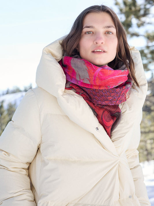 D/Luca Bird of Paradise - Shades of Pink & Red Fine Cashmere Scarf