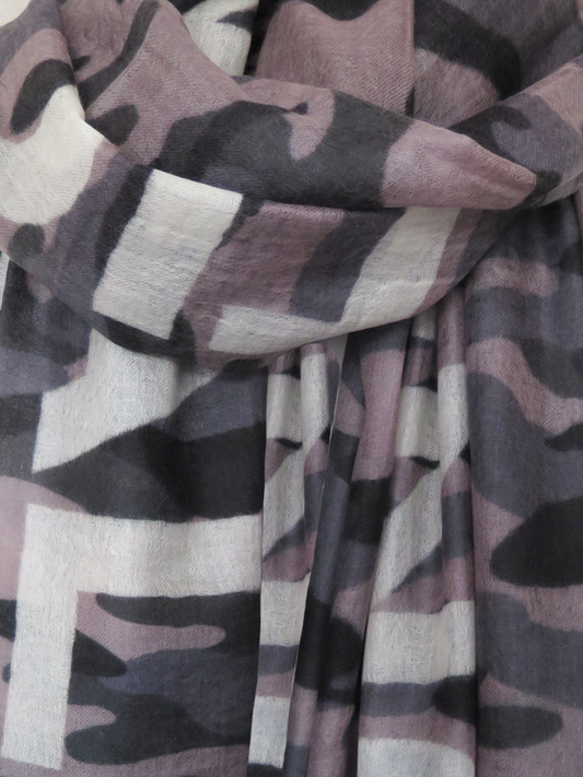 D/Luca Camouflage Grey/Blue Unconditional - Fine Cashmere Scarf