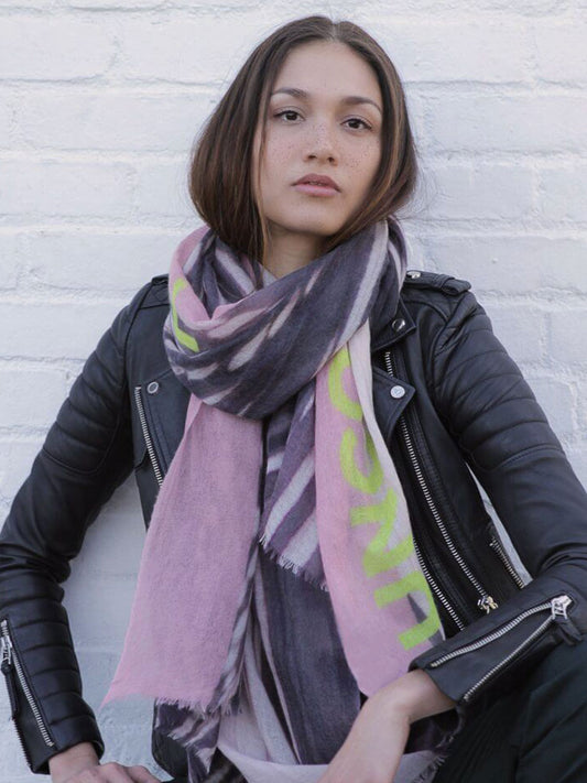 D/Luca Feather Unconditional Nude & Black - Fine Cashmere Scarf