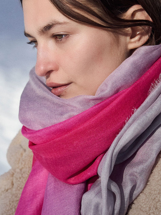D/Luca - Sanctuary Shades of Pink - Fine Silk Cashmere Scarf