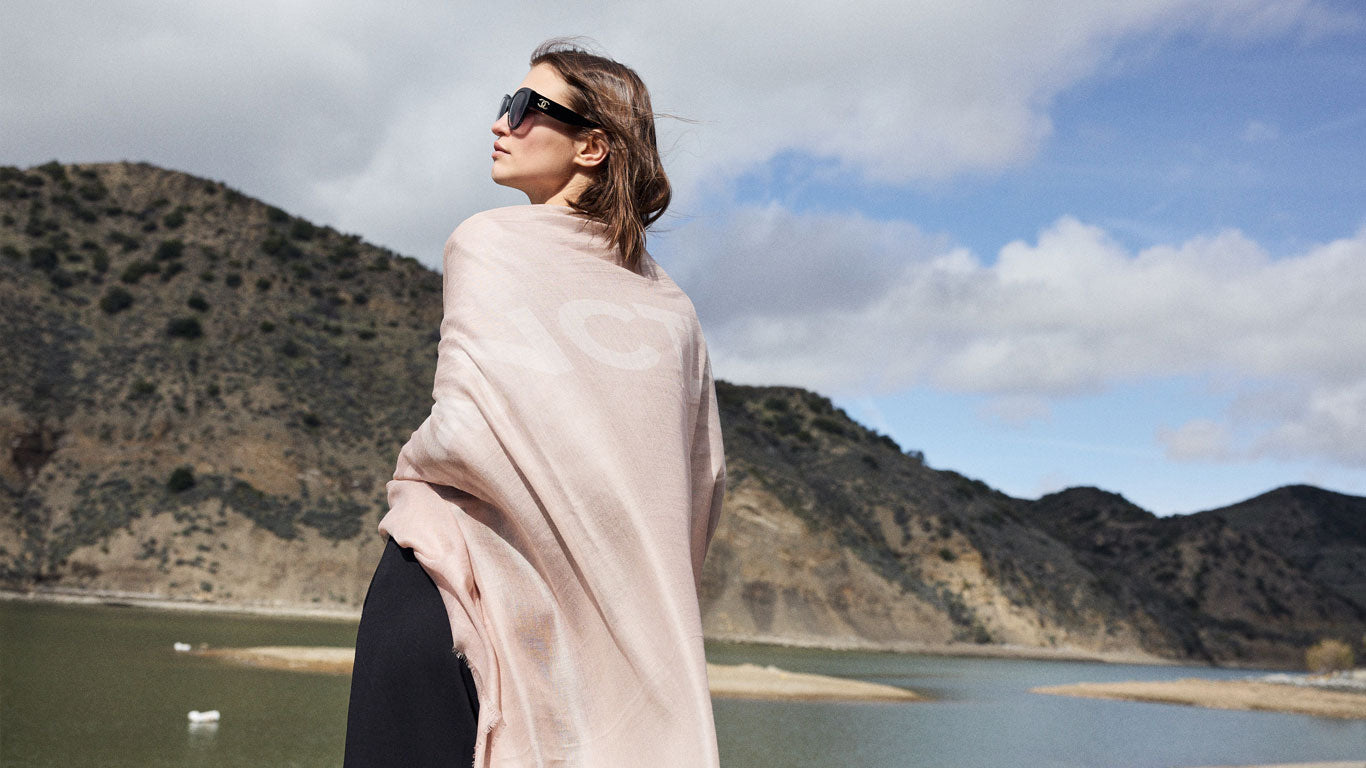 D/Luca - Sanctuary Shades of Sand & Grey - Fine Silk Cashmere Scarf