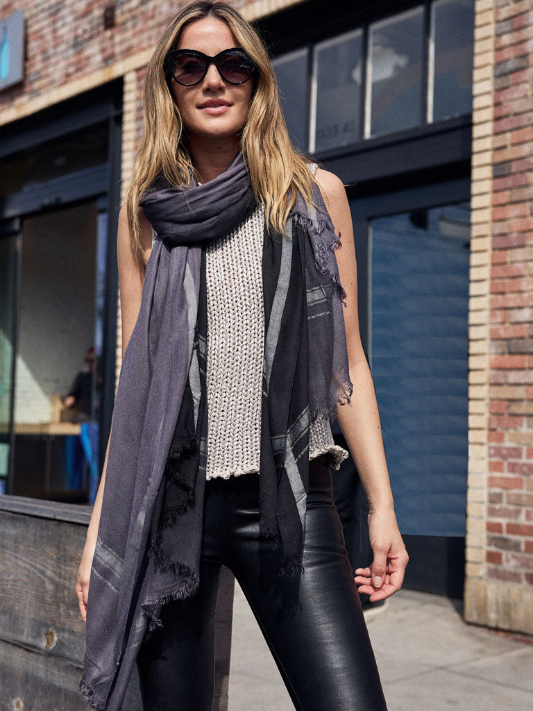 Leigh & Luca Charcoal & Black - Lux Modal Scarf