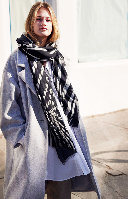 D/Luca Feather Black Unconditional - Silk Cotton Scarf