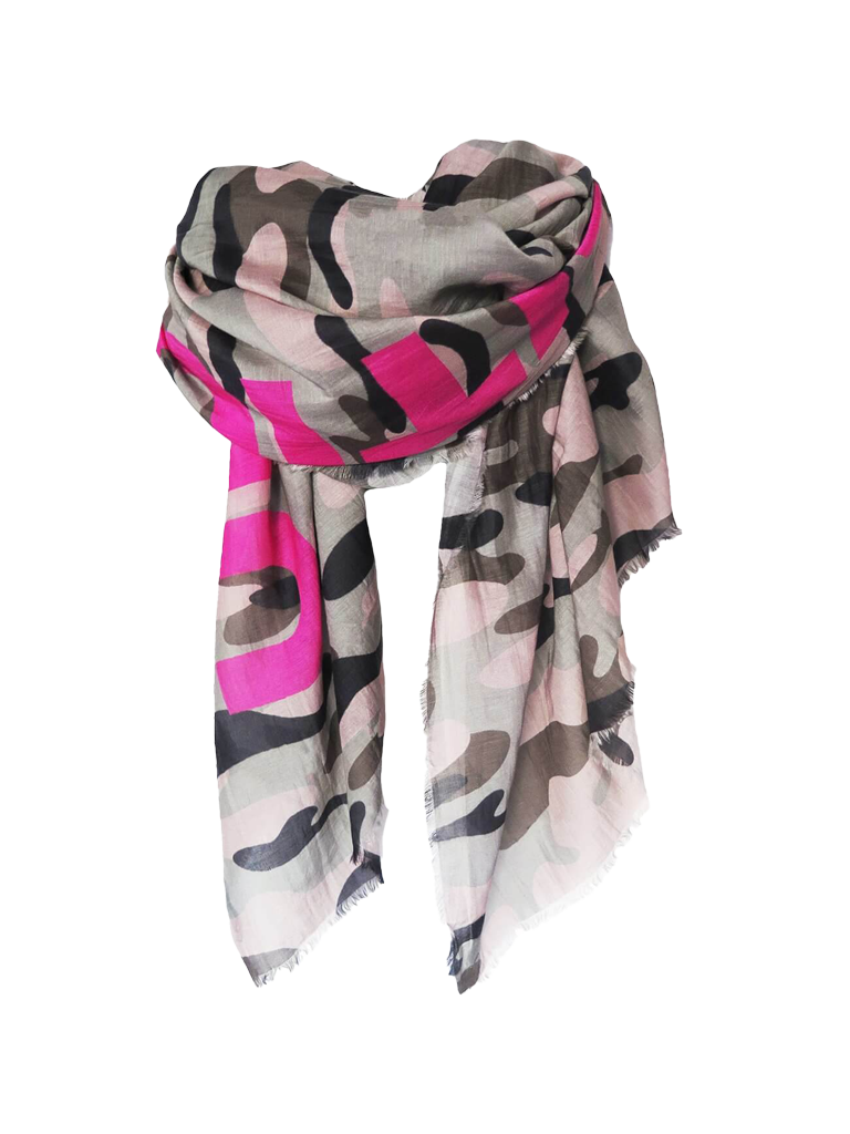 D/Luca Camouflage Pink Unconditional - Silk Cotton Scarf