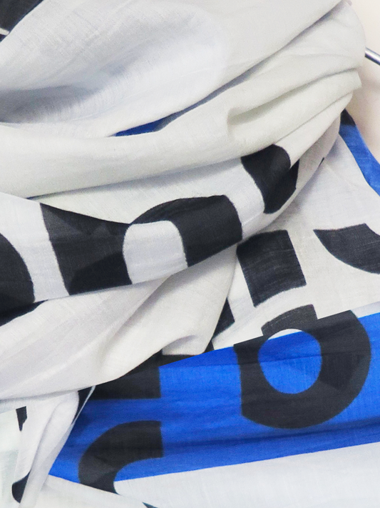 D/Luca Typo White Unconditional - Silk Cotton Scarf