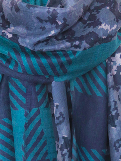 D/Luca   - Plaid Pixel Camouflage - Fine Silk Cashmere Scarf