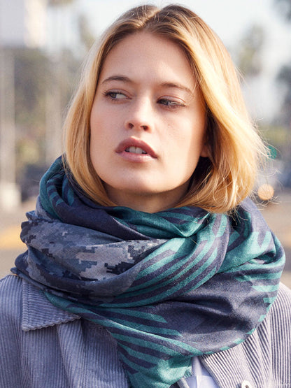 D/Luca   - Plaid Pixel Camouflage - Fine Silk Cashmere Scarf