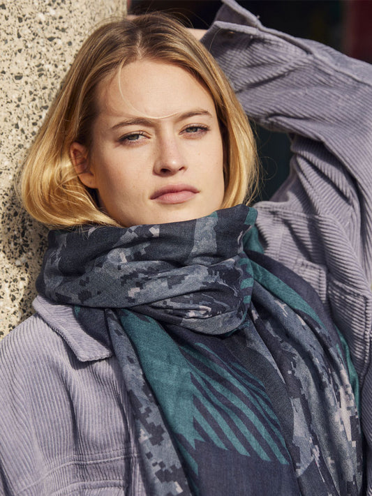 D/Luca   - Plaid Pixel Camouflage - Fine Silk Cashmere Scarf