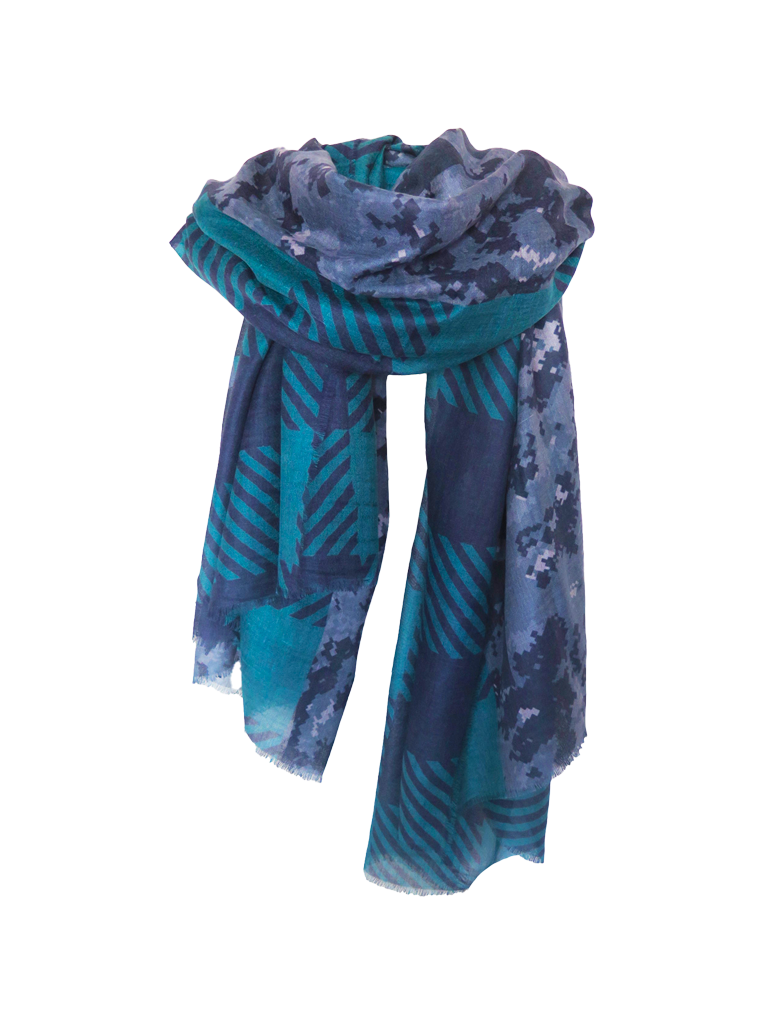 D/Luca   - Plaid Pixel Camouflage - Fine Silk Cashmere Scarf