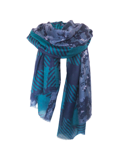 D/Luca   - Plaid Pixel Camouflage - Fine Silk Cashmere Scarf