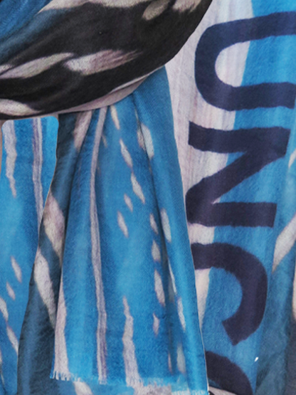 D/Luca Feather Unconditional Denim & Sea - Fine Cashmere Scarf