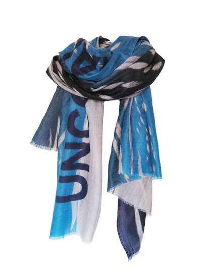 D/Luca Feather Unconditional Denim & Sea - Fine Cashmere Scarf