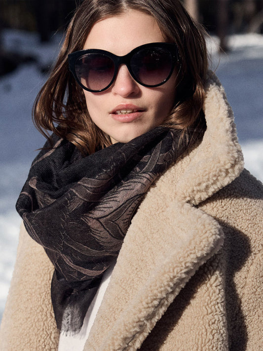 D/Luca  Bird of Paradise - Shades of Black Fine Cashmere Scarf