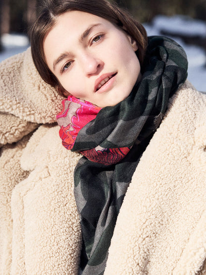 D/Luca Camouflage Woodland & Bird of Paradise - Fine Cashmere Scarf