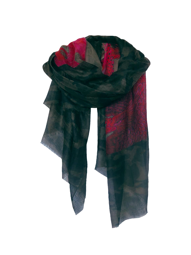 D/Luca Camouflage Woodland & Bird of Paradise - Fine Cashmere Scarf