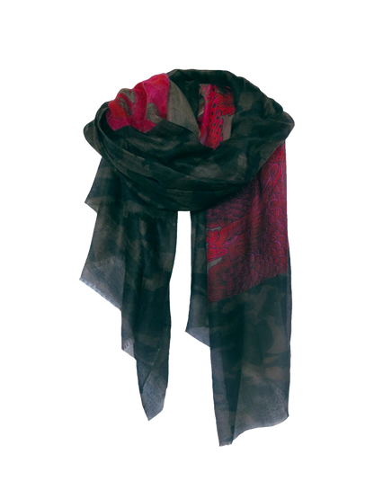 D/Luca Camouflage Woodland & Bird of Paradise - Fine Cashmere Scarf