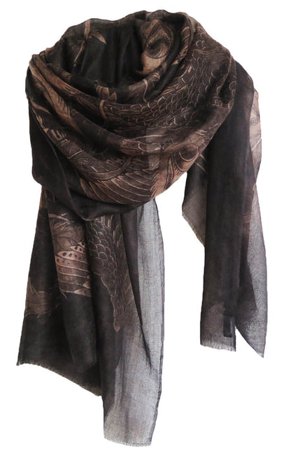 D/Luca  Bird of Paradise - Shades of Black Fine Cashmere Scarf