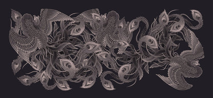 D/Luca  Bird of Paradise - Shades of Black Fine Cashmere Scarf