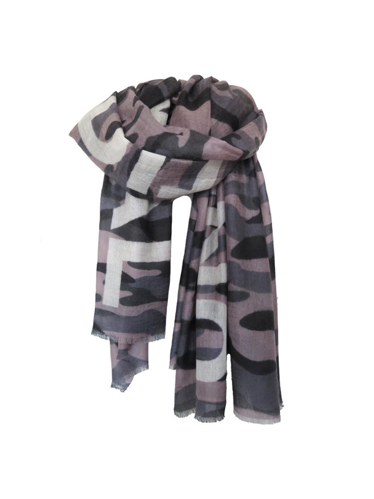D/Luca Camouflage Grey/Blue Unconditional - Fine Cashmere Scarf