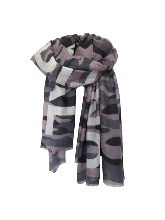 D/Luca Camouflage Grey/Blue Unconditional - Fine Cashmere Scarf
