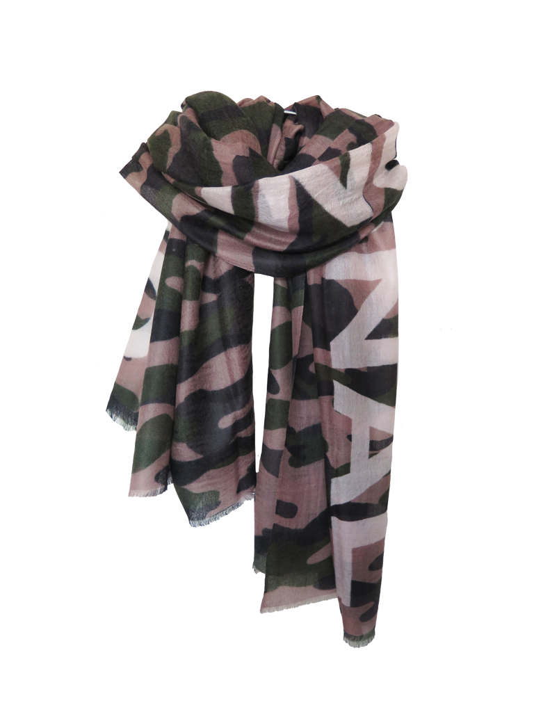 D/Luca Camouflage Olive Unconditional - Fine Cashmere Scarf