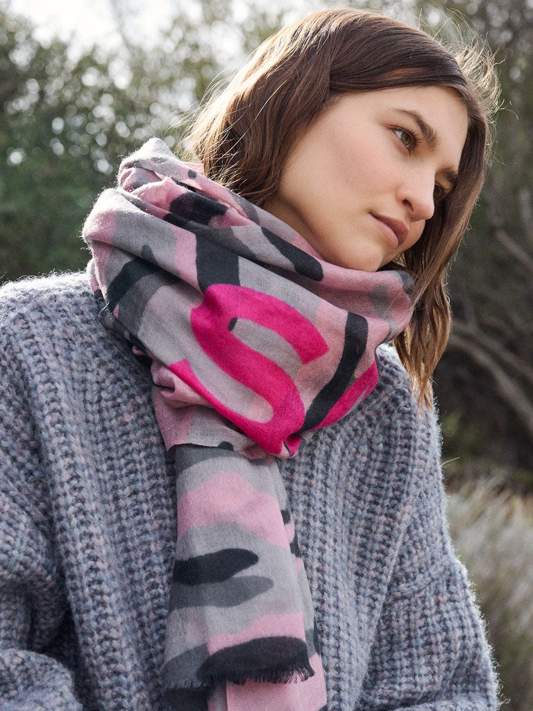 D/Luca Camouflage Sanctuary Pink - Fine Cashmere Scarf