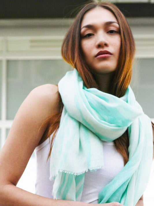 D/Luca Feather Unconditional Aqua - Fine Cashmere Scarf