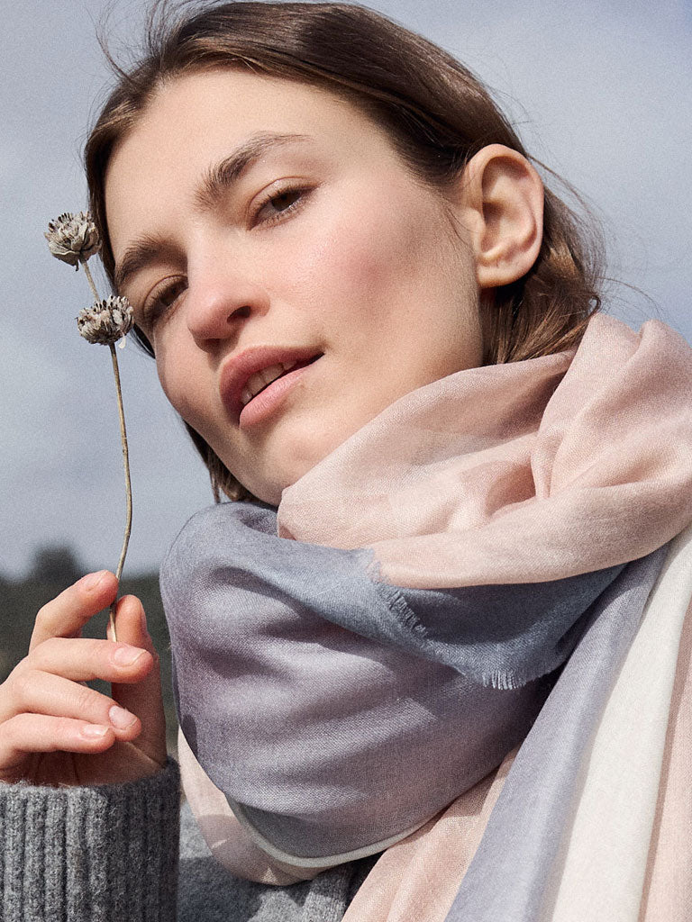 D/Luca   - Sanctuary Shades of Sand & Grey - Fine Silk Cashmere Scarf
