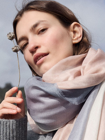 D/Luca   - Sanctuary Shades of Sand & Grey - Fine Silk Cashmere Scarf
