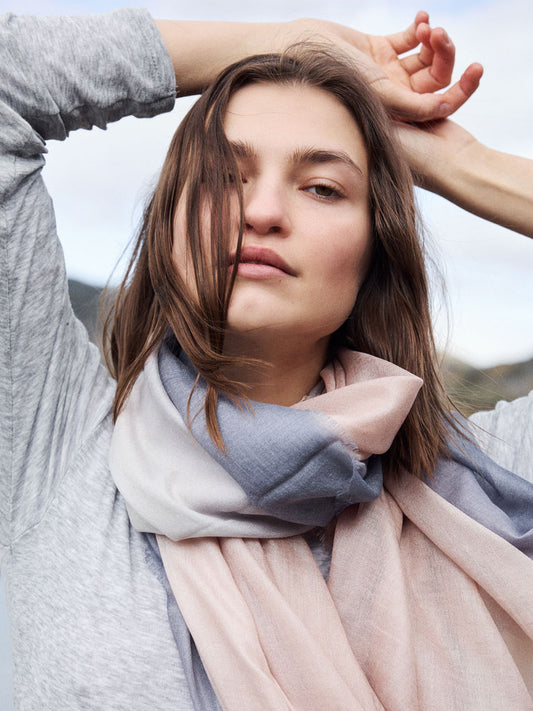 D/Luca   - Sanctuary Shades of Sand & Grey - Fine Silk Cashmere Scarf