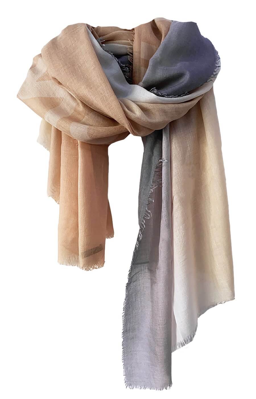 D/Luca   - Sanctuary Shades of Sand & Grey - Fine Silk Cashmere Scarf