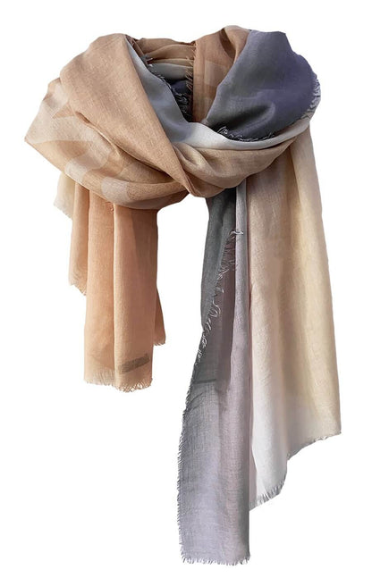 D/Luca   - Sanctuary Shades of Sand & Grey - Fine Silk Cashmere Scarf