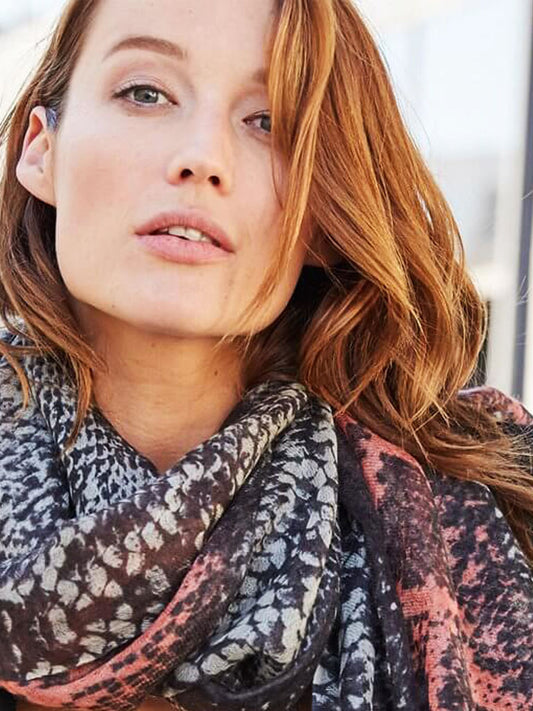 D/Luca Snake Statement Black & Nude -  Fine Cashmere Scarf
