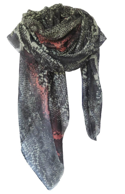 D/Luca Snake Statement Black & Nude -  Fine Cashmere Scarf
