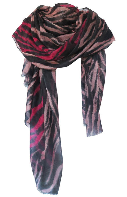 D/Luca Tiger - Shades of Charcoal & Rose - Fine Cashmere Scarf