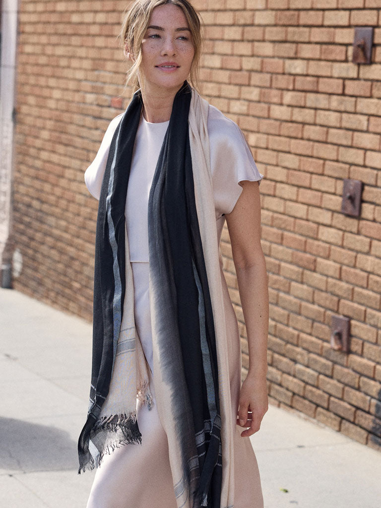 Leigh & Luca Champagne & Black - Lux Modal Scarf