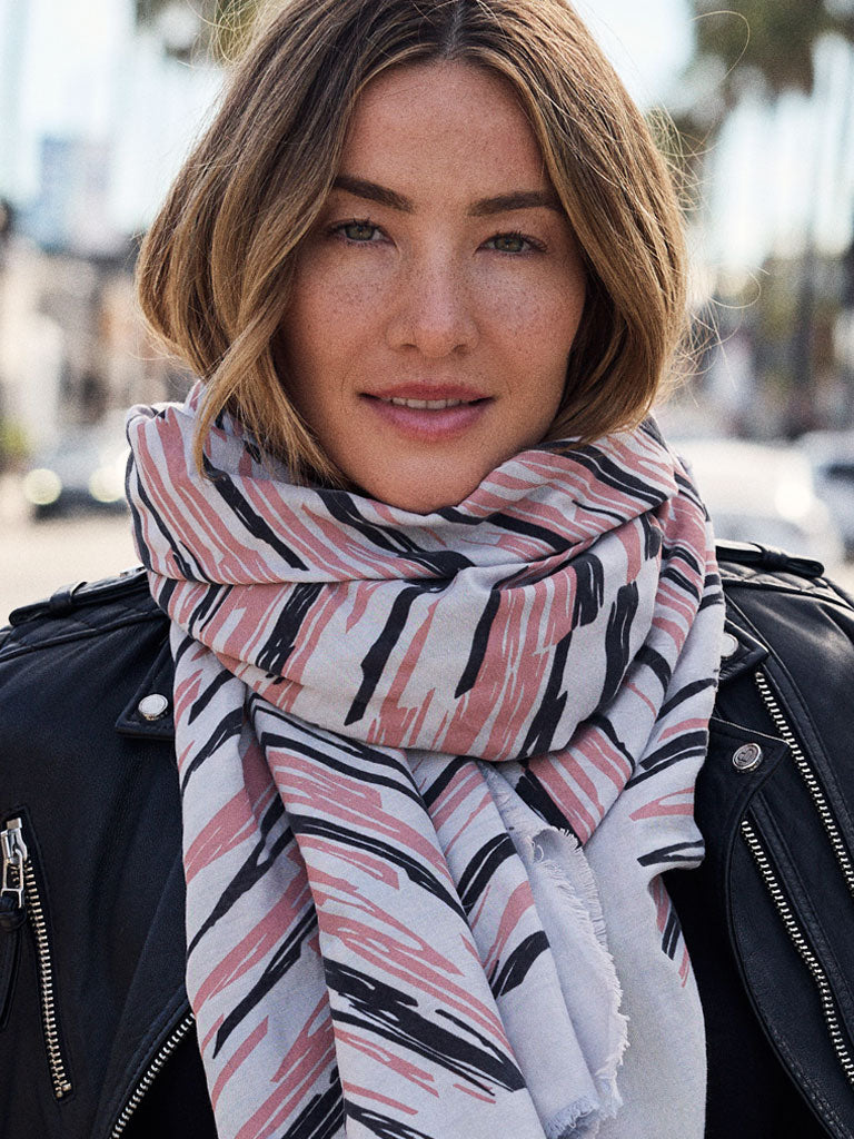 Leigh & Luca Wave Black Nude - Silk Cotton Scarf