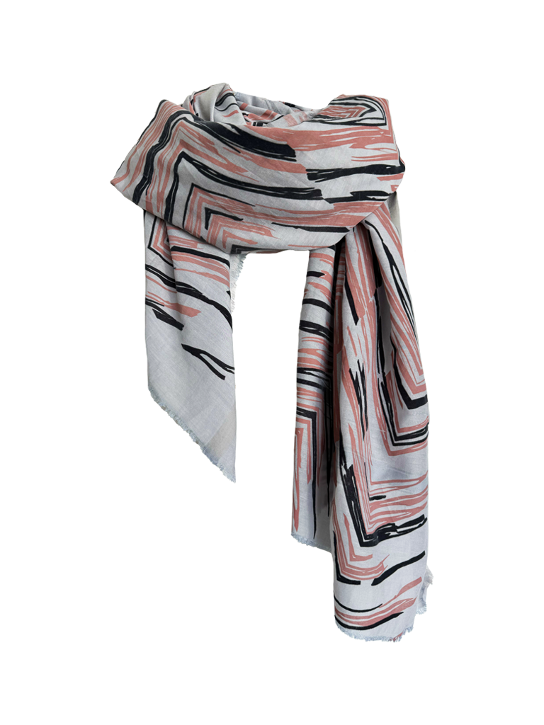 Leigh & Luca Wave Black Nude - Silk Cotton Scarf