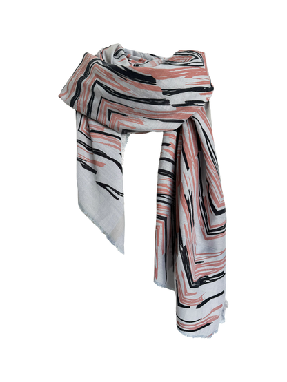Leigh & Luca Wave Black Nude - Silk Cotton Scarf
