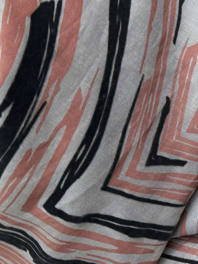 Leigh & Luca Wave Black Nude - Silk Cotton Scarf