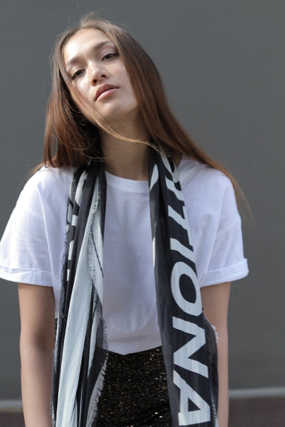 D/Luca Feather Black Unconditional - Silk Cotton Scarf