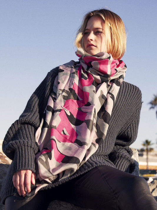 D/Luca Camouflage Pink Unconditional - Silk Cotton Scarf