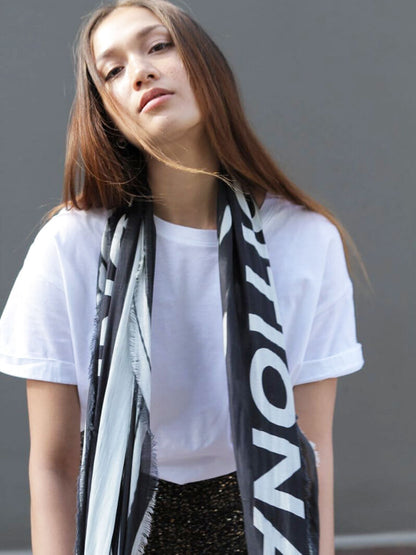 D/Luca Feather Black Unconditional - Silk Cotton Scarf